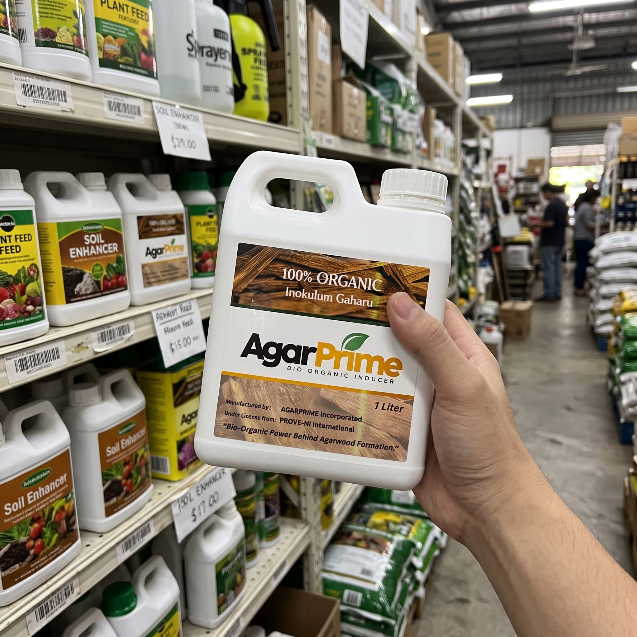 AgarPrime one-gallon product container at a retail supplier